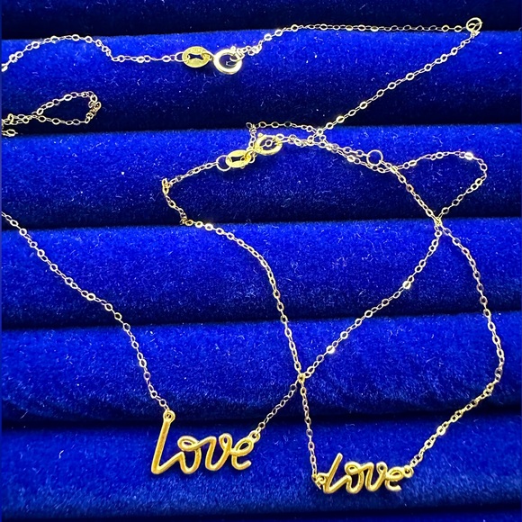 New 18K Yellow Gold LOVE Necklace and Bracelet